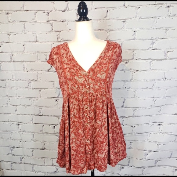 Anthropologie Tops - Anthropologie Rust Print Buttondown Tunic